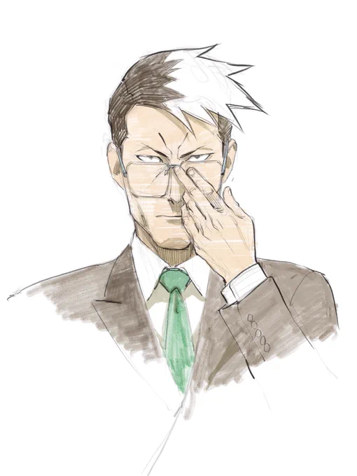 #1日1ラクガキ キリサキ医師は、しゃべりループの頭に「メガネが落ちてそれを直す」を入れるとチャカチャカして面白い、っていう発見をさせてくれたキャラであり、そこからモーションのアイデア出しにハマったキッカケの人なのですよ 嫌いじゃないぜ