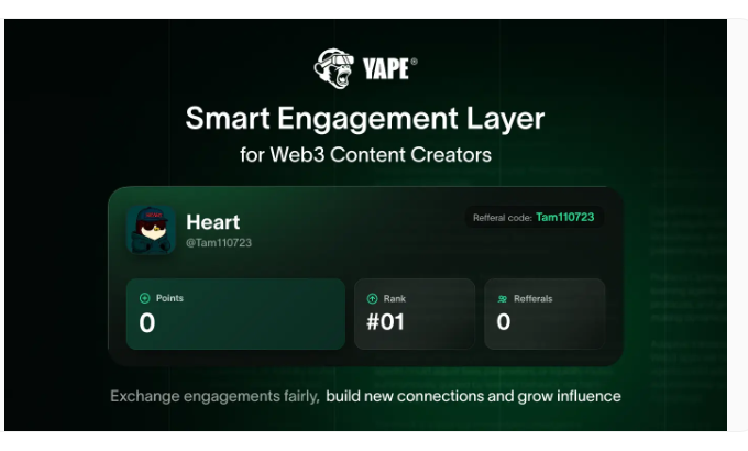 Tam110723's tweet photo. gm frens 🌱 Heart invites you to @yapeclub.
Claim +2000 pts for sharing and let’s climb together. https://t.co/1rj9858F1u #YAPEClub #web3 qua @yapeclub https://t.co/PQKXPAYv65
