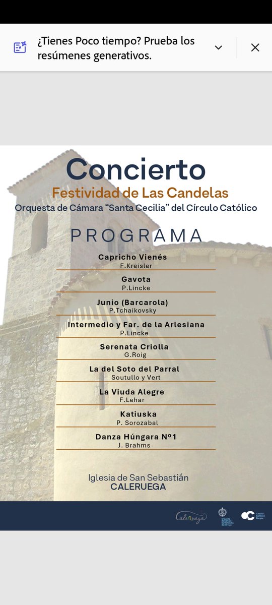 OrquestaSa49330's tweet photo. Ayer fue el concierto en Caleruega. Muchas gracias🎻🎶🎵 https://t.co/kytyl5OiPv