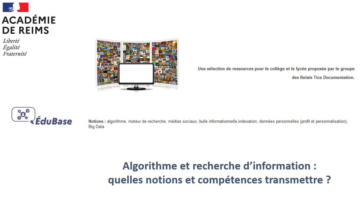 DOC_edu_num's tweet photo. [S'inspirer | #Edubase]
🔍Une sélection de ressources et des pistes pédagogiques pour accompagner les élèves de collège/lycée dans la compréhension des notions de  moteurs de recherche, données personnelles, bulle informationnelle, big data, algorithme.
👉https://t.co/cHflXyQ0KE https://t.co/kiqQQbuHKv