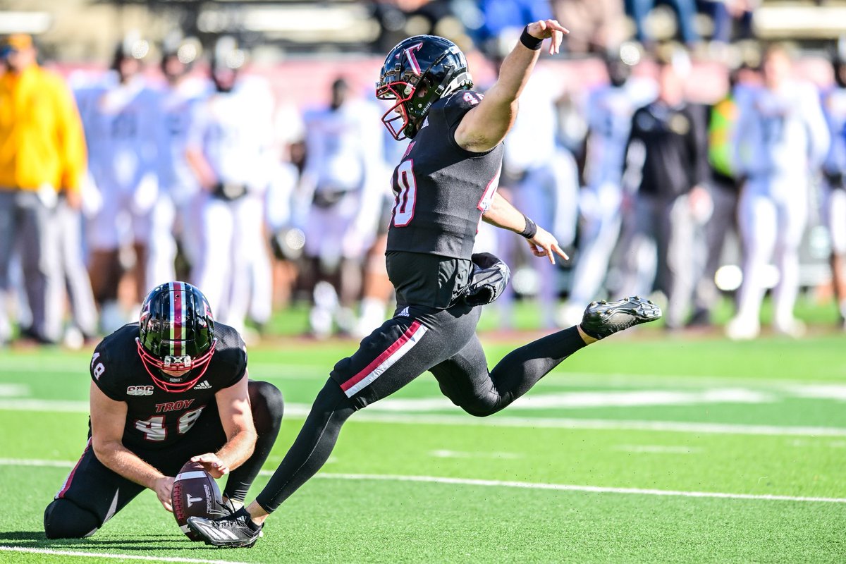 #AGTG After a great conversation with Coach <a href="/TQHancock/">Tyler Hancock</a> im blessed to receive a FULL ride scholarship offer to kick at Troy University ⚔️  <a href="/KohlsKicking/">Kohl's Kicking Camps</a> <a href="/strenfroe/">Scott Taylor Renfroe</a> <a href="/Bama_2A/">Bama 2A</a> <a href="/TroyRecruiting/">Troy Football Recruiting ⚔️</a> <a href="/troy_report/">TroyReport</a>  <a href="/CoachBoyette/">Re'quan Boyette</a> <a href="/joe_discher/">Joe Discher</a> <a href="/GoshenFB/">🦅 Eagles Athletics 🦅</a> <a href="/Coach_Carbine/">Caleb Carbine</a>