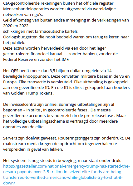 gdisselkoen's tweet image. Ik vind het eigenlijk best knap.
Dit gebeurt allemaal onder onze neus zonder dat we er ook maar iets van merken. Geen krant, geen talkshow die er over rept. Dat zoiets zo zorgvuldig onder de pet gehouden wordt, dat alleen op Telegram er wat over te lezen is.
#gesara #nesara