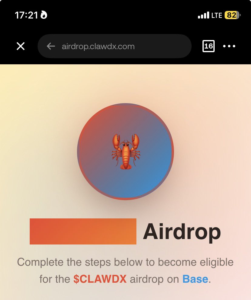 Latest Alpha!🕵️‍♂️

Joining the <a href="/ClawdX_/">ClawdX 🦞</a> airdrop! 🦞

$CLAWDX is coming to Base.
Do the tasks available to be eligible for the drop.

Links: airdrop.clawdx.com
x.com/ClawdX_/status…

WAGMI and HNM CT🫡🤎