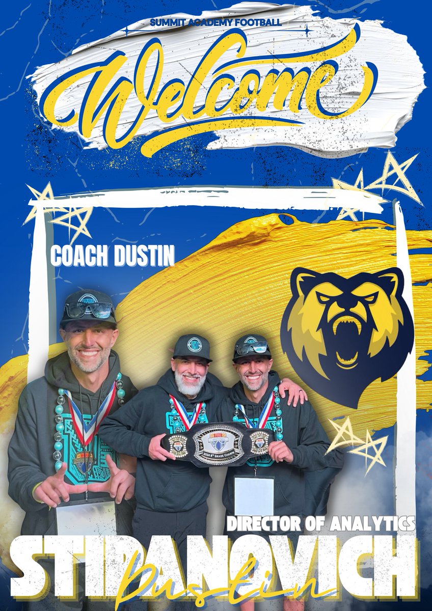 sabearsfootball's tweet photo. Say hello to Dustin Stipanovich, our Director of Analytics! Dustin brings over 10 years of high school and 8 years of youth coaching experience. As a 2-time national championship defensive coordinator for FBU, we’re thrilled to welcome him to the team! Welcome to the Family! https://t.co/Q9D9x0KwzM
