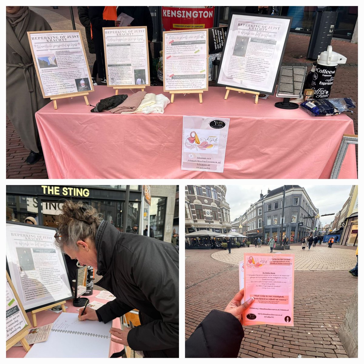 AMJArnhem's tweet photo. Vandaag stonden #ahmadimoslimvrouwen in Arnhem ter gelegenheid van #WereldHijabdag, met als doel om in gesprek te gaan, misverstanden weg te nemen en begrip te creëren rondom de hoofddoek.
Het was een waardevolle middag. #Islam  #Ahmadiyya https://t.co/Ydrib6QQBm