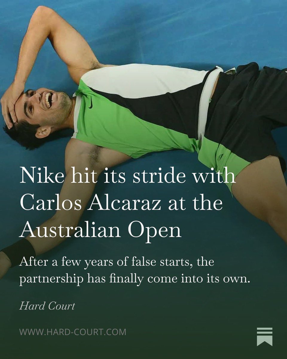 Nike’s tennis partnerships have felt like an afterthought for years. But at the Australian Open with Carlos Alcaraz, things finally clicked.

I wrote about how this collaboration finally lived up to its potential and proved that, unlike some of its other partnerships, it’s a