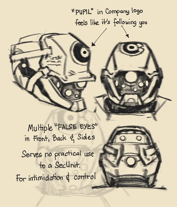 writing some thoughts on the helmet + alt helmet (actually the first one i drew but wanted to experiment on weirder concepts) 