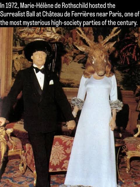 my conspiracy theory has always been that the squid game VIPs were inspired by the rothschilds, and that their masks were visually influenced by the 1972 surrealist ball the rothschilds hosted.