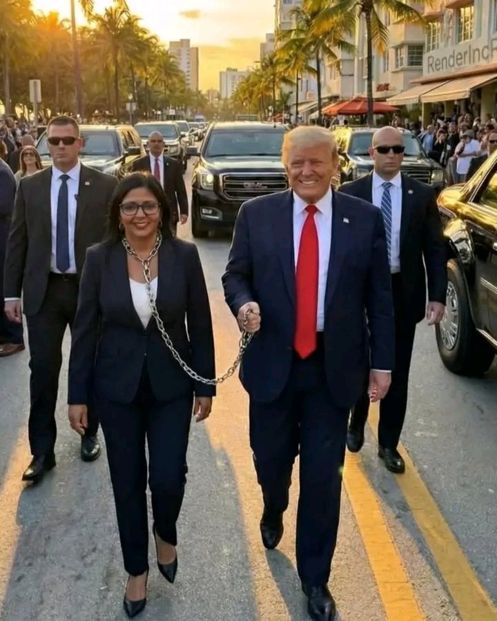 Delcy Rodríguez es la nueva cachorra de Donald Trump.

La nueva mascota de los Estados Unidos se arrodilló y obedece todos las órdenes de su amo.