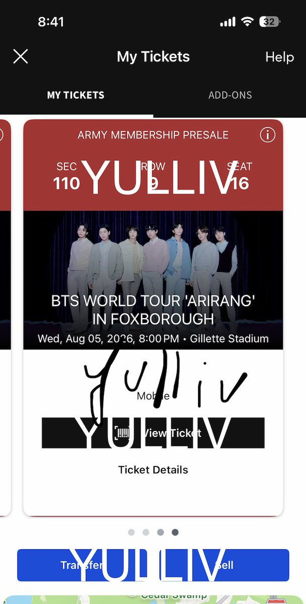 WTS: 4 tickets to see BTS Arirang tour in Foxborough, sec 110 row 9, Aug 5th, selling for face value. 

You'd be right across from the center of the stage with a clear view.