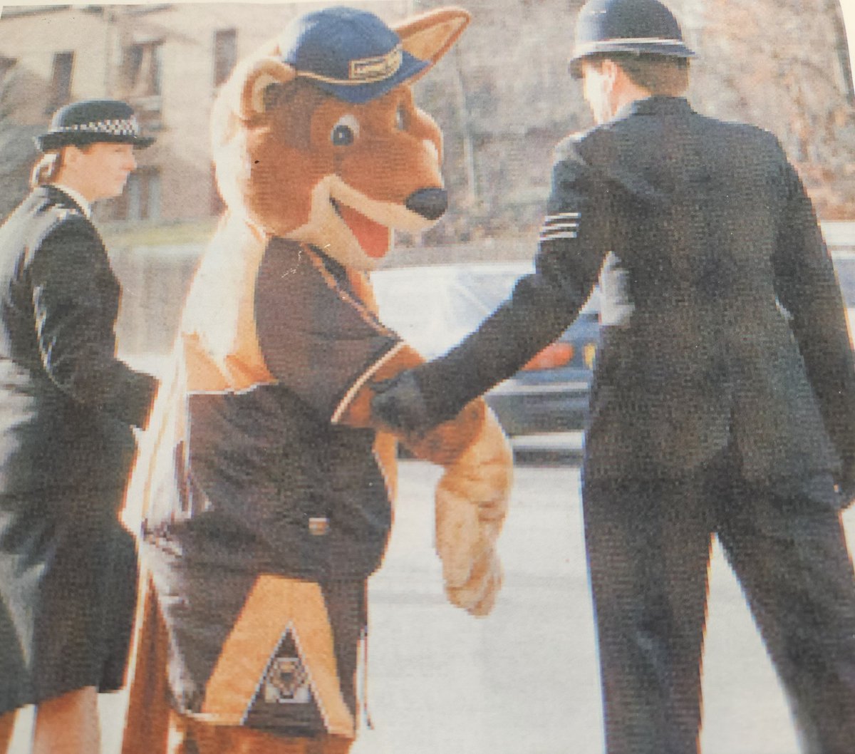 stevebird1877's tweet photo. November 4th 1997.
Crewe 0 v 2 Wolves.
Wolfie was escorted out of Gresty Road before kick off, for picking up a bottle and squirting water at an abusive crewe fan. 

#WWFC
#thosewerethedaysmyfriend https://t.co/AypjefY7vU