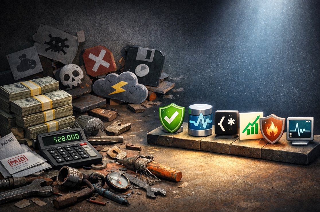 백엔드 툴 비용으로 2만 8천 달러를 쓰고 난 후기. 대부분의 APM과 데브옵스 플랫폼은 마케팅 거품일 뿐, 실제 프로덕션 장애를 방어한 도구는 7개에 불과했다는 분석. 비싼 통합 대시보드보다 명확한 로그 트레이싱과 알림 시스템 구축이 선행되어야 함을 보여줌. 툴 의존도를 낮추고 실질적인 가시성