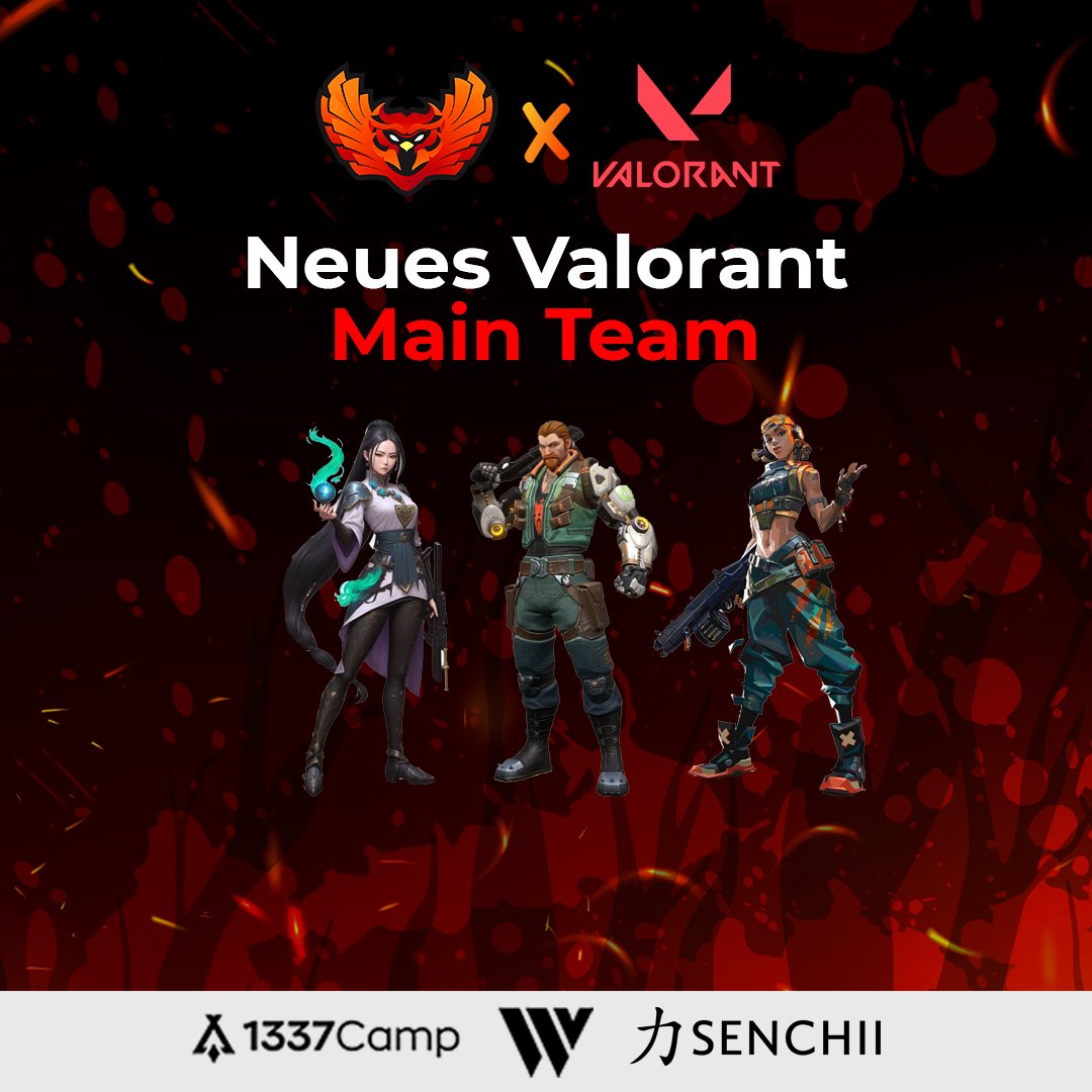 eSportsNDe's tweet photo. Wir stellen unser neues Main Team in Valorant vor!

Leadership
🔫 julixoff (TL)
🔫 BÄN (Co-Lead)

Lineup
🔫 RedPanda
🔫 voltex
🔫 Samueljackson

Substitutes
🔄 kyqoo &amp; kilix

#NextDestiny #Valorant #eSport https://t.co/IxnXkGOUoU
