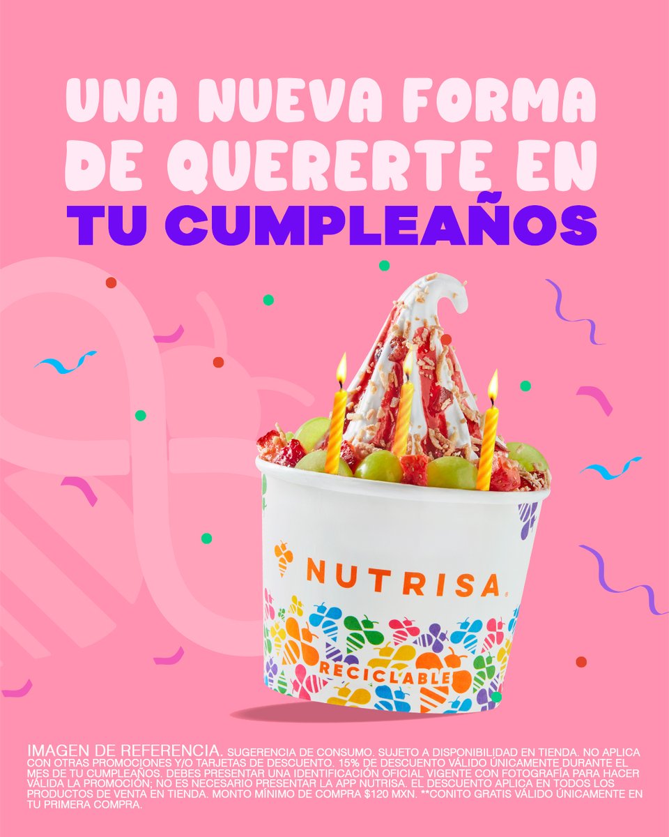 ArkanaNorte's tweet photo. Tu cumpleaños dura más en Nutrisa. 💚
Todo tu mes con 15% de descuento y un conito gratis para empezar.

Ven y celébralo en Nutrisa 📍Plaza Arkana, a tu manera. https://t.co/YZhoYNK2Xx