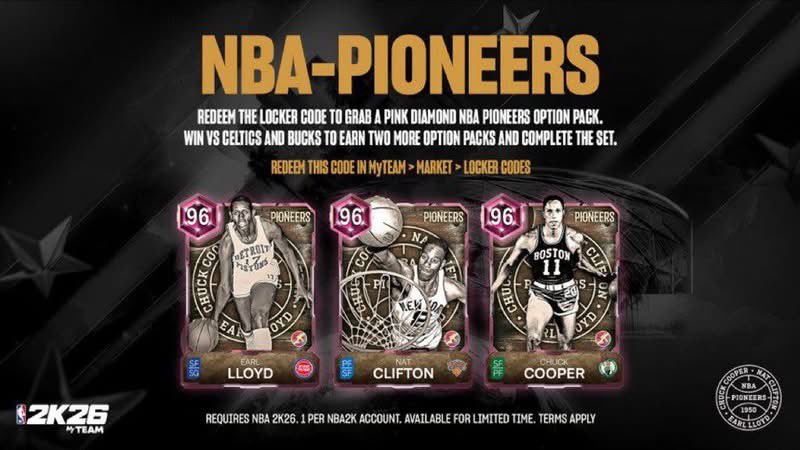 LockersCode's tweet image. 🚨 Locker Code: NBA-PIONEERS 

Use this codes to grab a Pink Diamond NBA Pioneers Option Pack.

#NBA2K26 #LockerCode