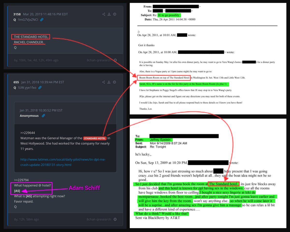 Q told us about The Standard Hotel.

Epstein was regularly attending the "parties" (in the Boom Boom Boom Suite) and organizing "Sex meetings" for his " friends" at The Standard Hotel.

🔥🔥🔥