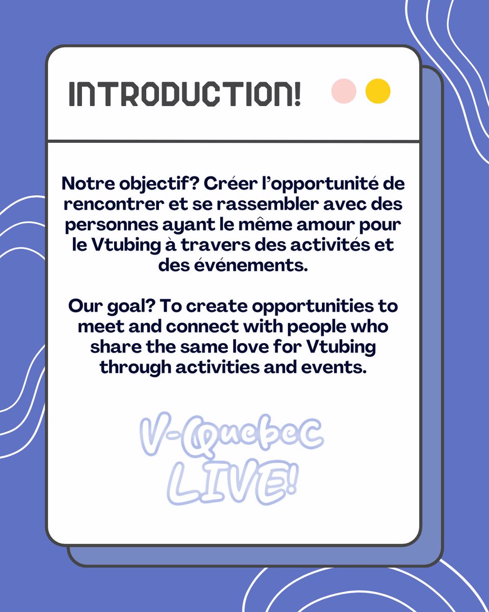 VQuebecLIVE's tweet photo. Cher.ères fans https://t.co/J0Y5paDrFo de Vtubers, nous avons le plaisir de vous présenter V-Québec LIVE!, une initiative créée par et pour les https://t.co/AzV4bVQvIx de Vtubers. 
Au programme, des évènements et des activités sur le thème du Vtubing!

#vquebecLIVE #vtubers https://t.co/U01P3UJzw5