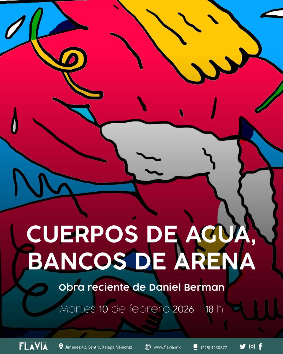 La exposición "Cuerpos de agua, bancos de arena" se inaugurará el martes 10 de febrero a las 18 h, te esperamos ¿Dónde? Flavia, Jiménez 42, en el corazón ❣ de Xalapa 😊.