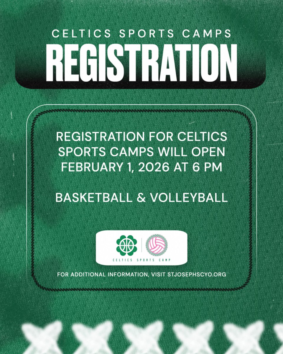 CelticsCamp_NJ's tweet photo. 🚨 IMPORTANT ANNOUNCEMENT: Registration for Celtics Sports Camps will open tonight at 6 PM! Please check out our website for all details: 

🏀: https://t.co/ILFOBgDbR2
🏐: https://t.co/mC2WsYdW4l https://t.co/zpaB2ozuKj