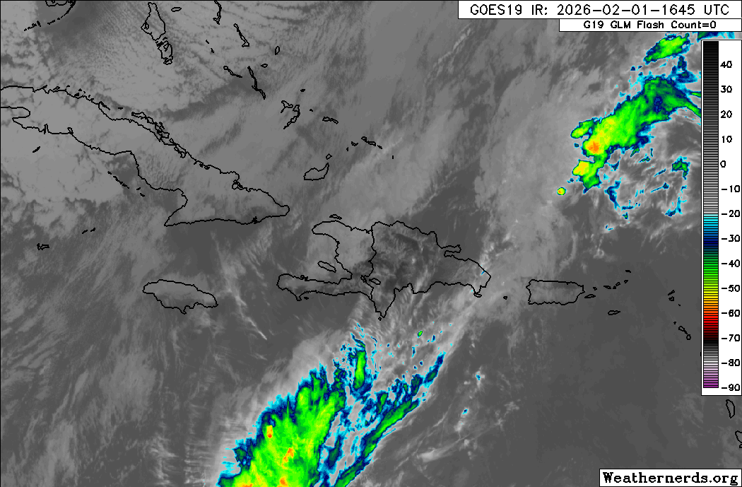 RudyMeteo's tweet photo. Un faible front, ainsi qu’un creux en surface situé à l’est de l’île, influencent actuellement la météo en Haïti, favorisant une hausse de l’humidité et des passages nuageux. https://t.co/JixKG2tvFX