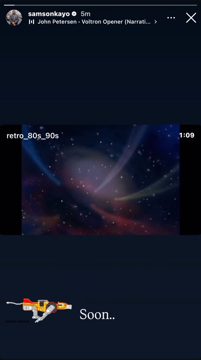voltronews's tweet photo. Samson Kayo teases #VoltronTheMovie via Instagram Stories.

“Soon..” 

#Voltron https://t.co/kEofeeaHS6