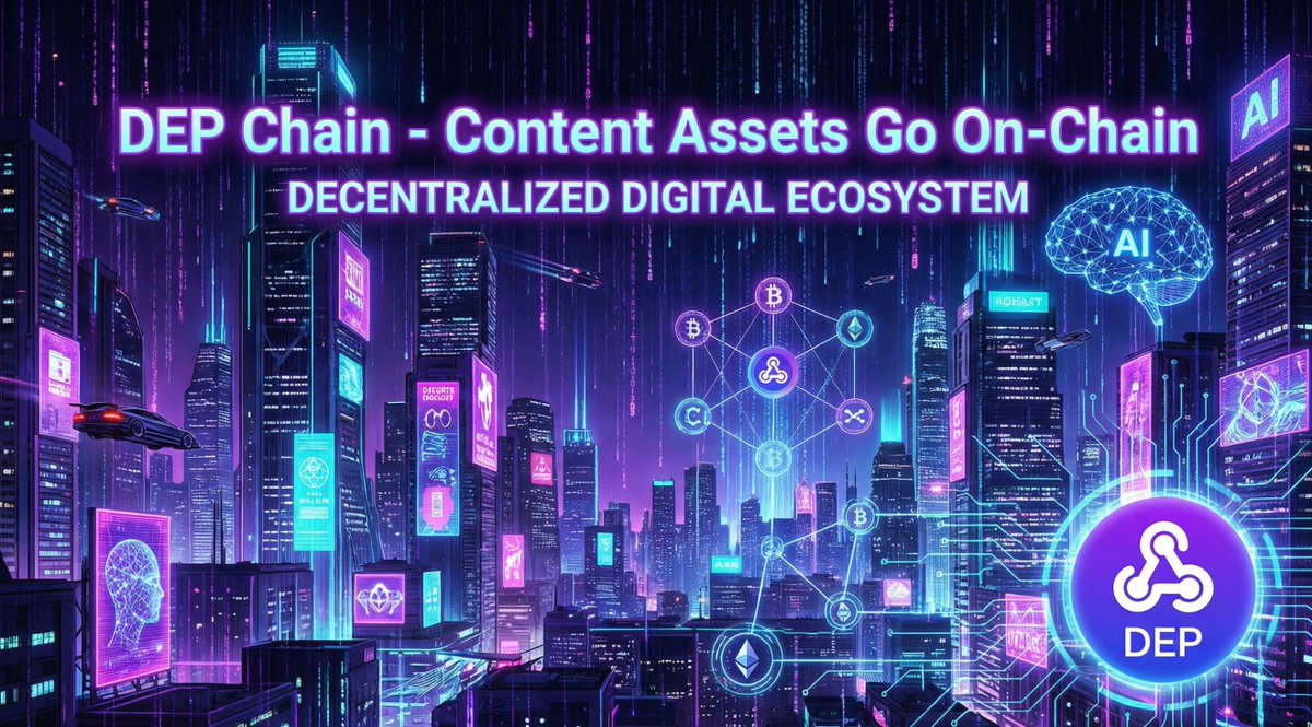 DEPaaS_Labs's tweet photo. Imagine a city where every post, track, clip, and AI creation is an on chain asset. 

Tradable. Licensable. Revenue sharing by default. 

That is the DEP ecosystem we are building. Content goes on chain and value finally has a home. 
#DEPChain #Web3 #ContentFi #AI #Crypto https://t.co/A4QYyw2mZ7