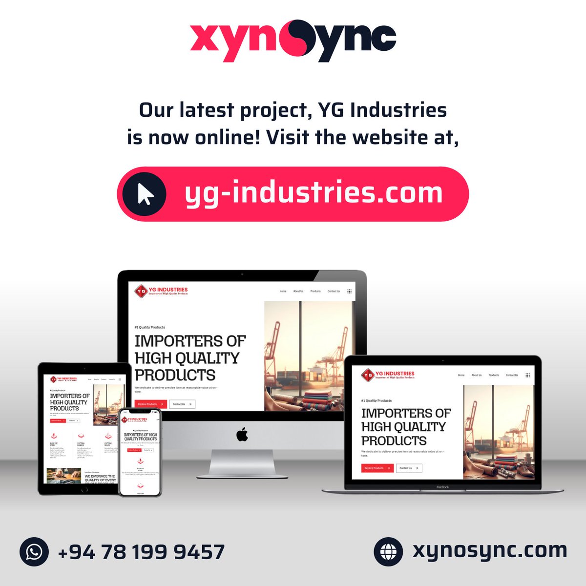 xynosync's tweet photo. Our latest project, YG Industries is now online! Visit the website at, https://t.co/z6SsZpwTqQ.

Visit https://t.co/lqu3grPgCq for more information.

#XynoSync #YGIndustries #Web #Software #Server #Cloud #Cybersecurity #SriLanka https://t.co/kMsynwgtKf