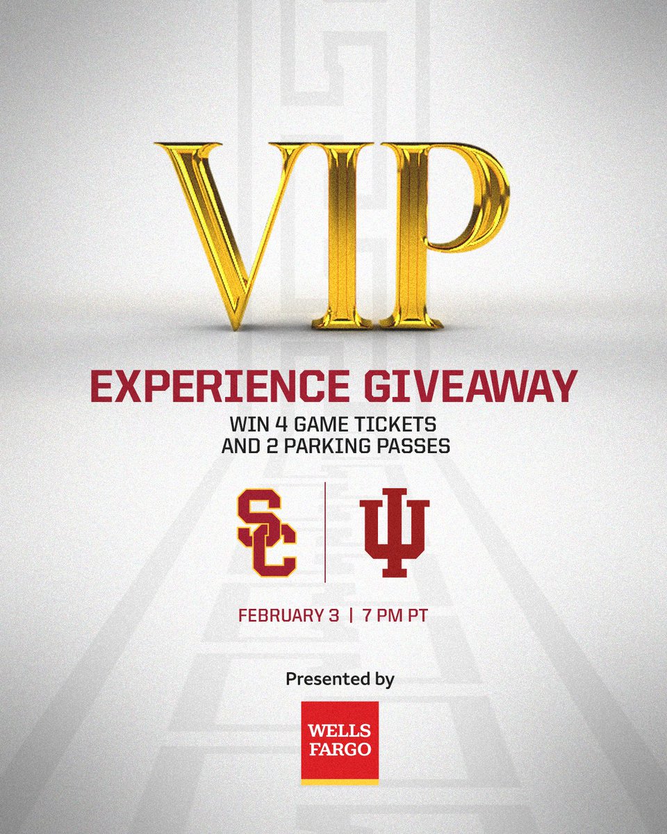 USC_Hoops's tweet photo. 🚨🎟 GIVEAWAY 🎟🚨

Win 4 tickets + parking to Tuesday's game vs Indiana, presented by @WellsFargo!

Repost for your chance to win! https://t.co/jcZMEuPlEp