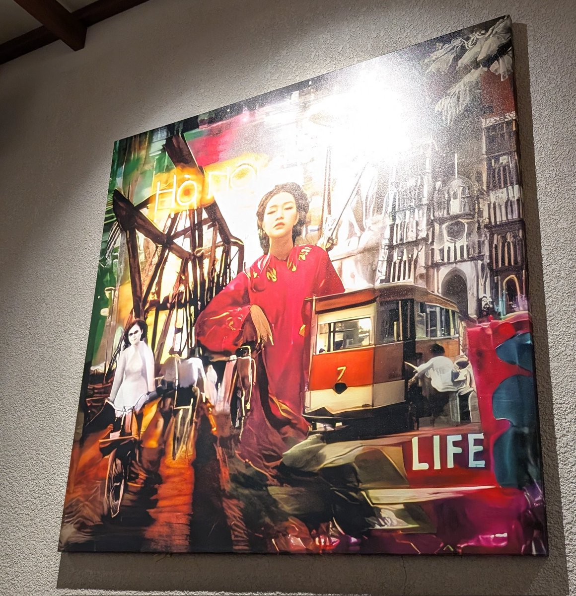 x8BitRain's tweet photo. @skullfacejparts I saw this AI generated art on a wall in a vietnamese resto in jakarta, it's a weird recreation on one of your pieces but with far less detail. https://t.co/Hh2WcwPnr0