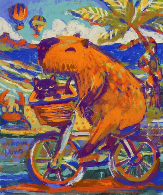 guilhernunes_'s tweet photo. capybara riding a bicycle https://t.co/1cEVDJpVWf