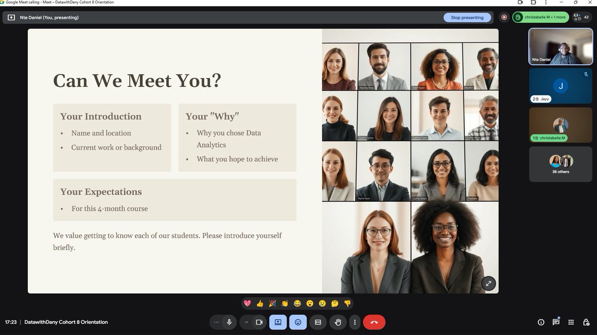 𝗖𝗼𝗵𝗼𝗿𝘁 𝟴 𝗷𝘂𝘀𝘁 𝗸𝗶𝗰𝗸𝗲𝗱 𝗼𝗳𝗳.

Today, a new group of students started their journey from complete beginners to job-ready data analysts.

4 months from now, they’ll have:
✓ Built 8+ real portfolio projects
✓ Mastered Excel, SQL, Python, Power BI, and Statistics
