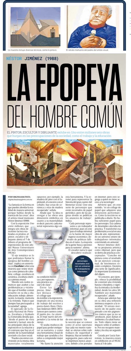 El pintor, escultor y dibujante exhibe en “Uno entre millones” seis obras que hurgan en las preocupaciones de la sociedad, como el trabajo y la educación.