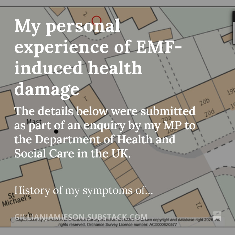 GillRaeWalker's tweet image. Shocking! My experience of health damage caused by a telecoms mast is dwarfed by what happened to my neighbour, who had severe facial pain, screaming in her ear,  very high blood pressure, then breast cancer, Parkinson’s &amp;amp; motor neurone disease #EHS gillianjamieson.substack.com/p/my-personal-…