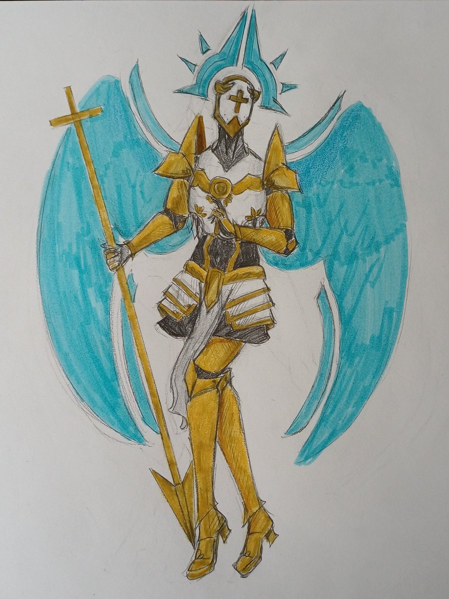 Sketching Ultrakill characters every day until Fraud comes out. Day 17: Archangel Gabriel