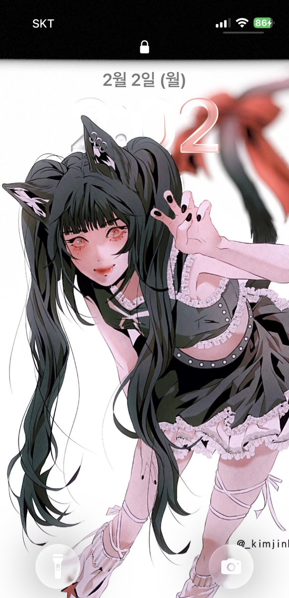 아이폰 대박… 꼬리는 자동블러되고 얼굴이랑 귀는 튀어나오도록 보이게 잠금화면 됨…!