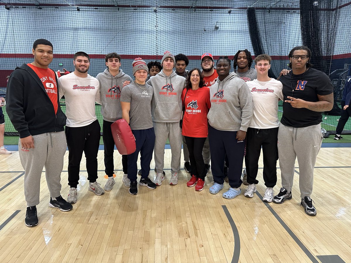 SBUPrez's tweet photo. Excited to join our student athletes at the National Girls and Women in Sports Day clinic hosted by @sbathletics. The clinic highlights the lifelong skills gained through sports. It also celebrates women mentors/leaders who paved the way for women/girls success in sports today. https://t.co/fZ1JUwNp5R