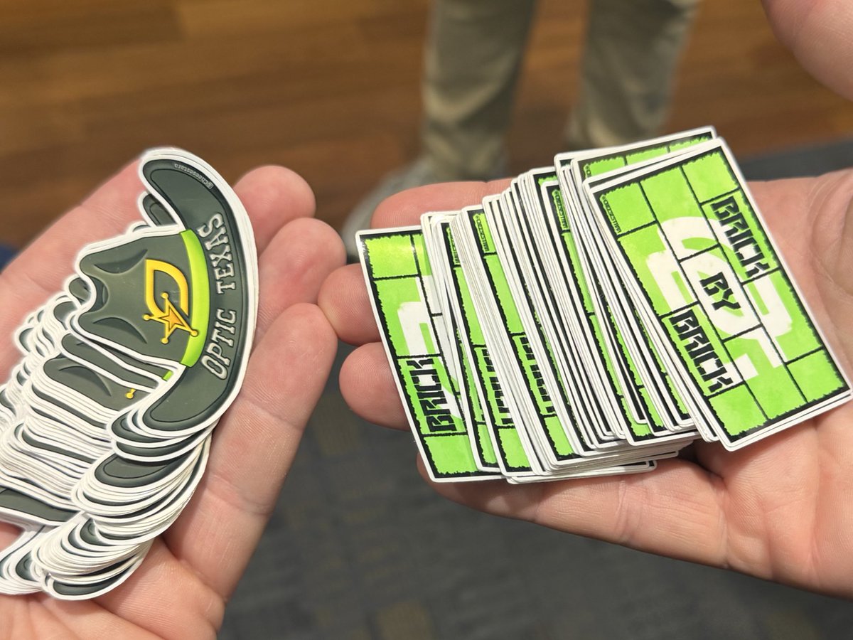 Come get some stickers! In the OpTic Hall by the giant Champs ring!