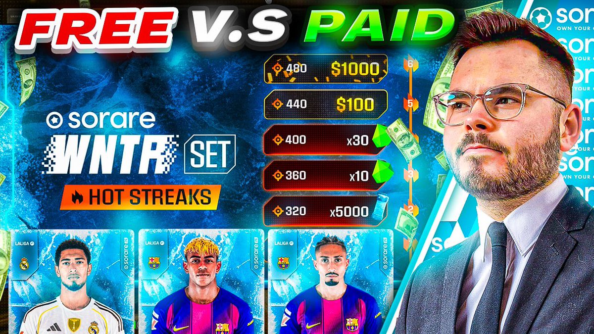 How To WIN $1000+ on <a href="/Sorare/">Sorare</a> WNTR Sets! Free Vs Paid #1

youtu.be/K9UZ74Q1gqo

To celebrate my big win last weekend and the new mode, I’m going away £10 of Gems 💎

To enter:
🎯Subscribe to YouTube 
🎯Retweet this post 
🎯Follow on X