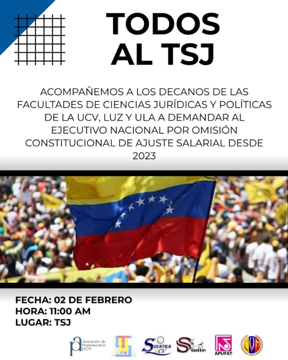 🆘🇻🇪 La FVM se adhiere formalmente a la demanda ante el TSJ contra el Ejecutivo Nacional por la omisión constitucional del ajuste salarial desde 2023. 

Convocamos a acompañar esta acción jurídica en defensa del salario y los derechos laborales.

#TodosalTSJ 
#SalarioDigno