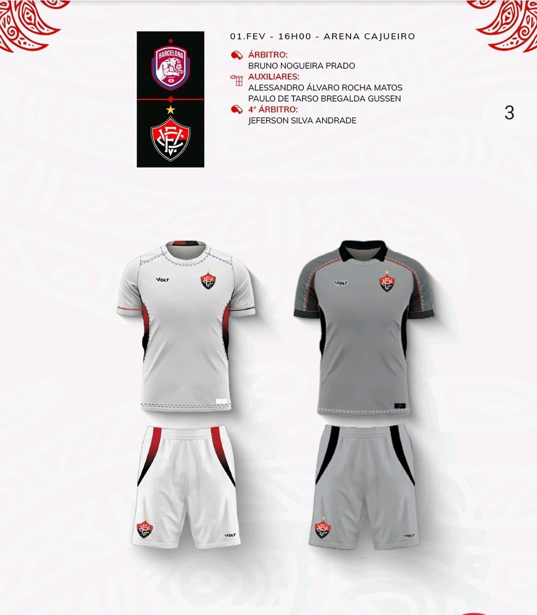 Em busca da segunda vitória no Campeonato Baiano e de olho em uma vaga no G4, o Vitória joga de branco hoje contra o Barcelona de Ilhéus, em Feira de Santana.
Vamos juntos nação Rubro-negra!