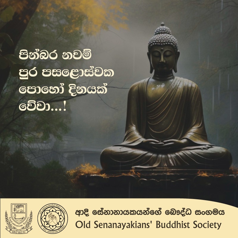 DSBuddhists's tweet photo. නවම් පුර පසළොස්වක පෝය දිනය අදයි

බුදුරජාණන් වහන්සේගේ  දෑගසව්වන් වූ සැරියුත් මුගලන් මහරහතන් වහන්සේලා  තනතුරු ලැබුවේ ද ප්‍රථම ධර්ම සංඝායනාව සිදු වී ඇත්තේ ද අද වගේ නවම් පුන් පොහො දිනකය..

ඔබ සැමට තෙරුවන් සරණයි!
ආදි සේනානායකයන්ගේ බෞද්ධ සංගමය
ඩී. එස්. සේනානායක විද්‍යාලය - කොළඹ 07 https://t.co/JjZkjATd2w