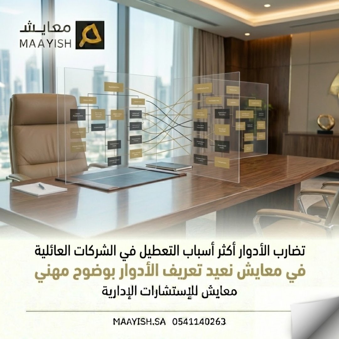 تضارب الأدوار من أكثر أسباب التعطيل
في الشركات العائلية.
عندما يعرف كل طرف دوره،
يصبح القرار أسرع والتنفيذ أدق.

في معايش نعيد تعريف الأدوار
بوضوح مهني.
maayish.sa
#الأدوار #الشركات_العائلية #معايش