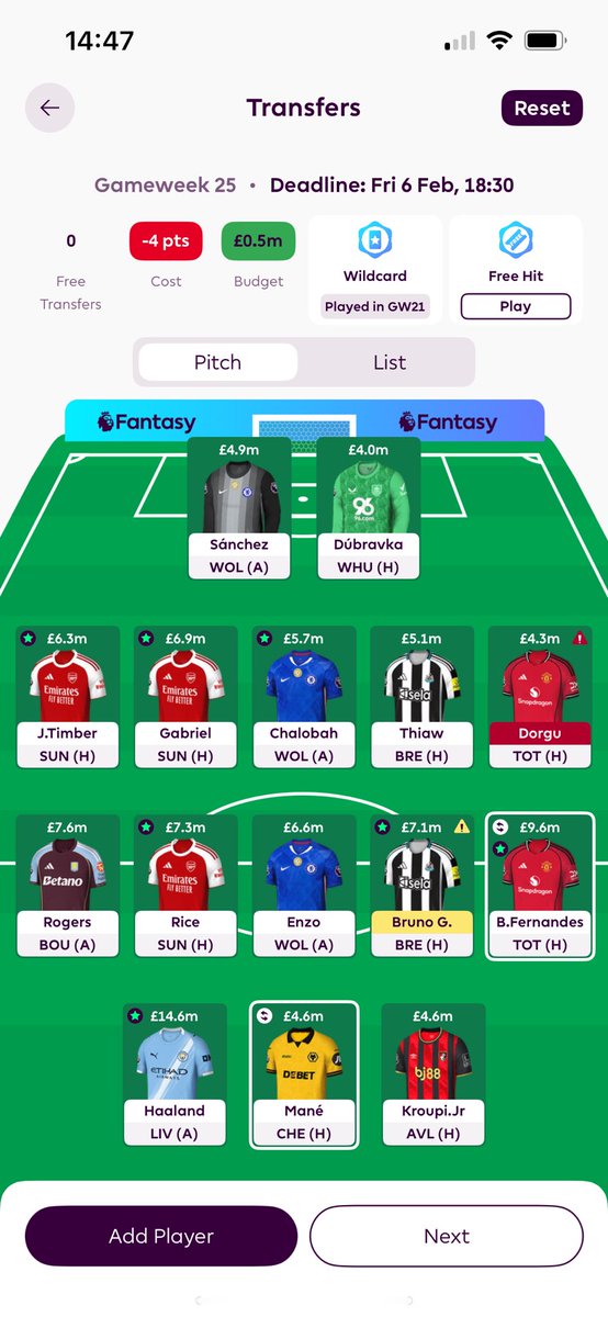 FinlayHyt's tweet photo. @FPLParky Which do you think i should do for GW25

First one- 3-5-1
Second one- 3-5-2 https://t.co/EaG8dCjITi