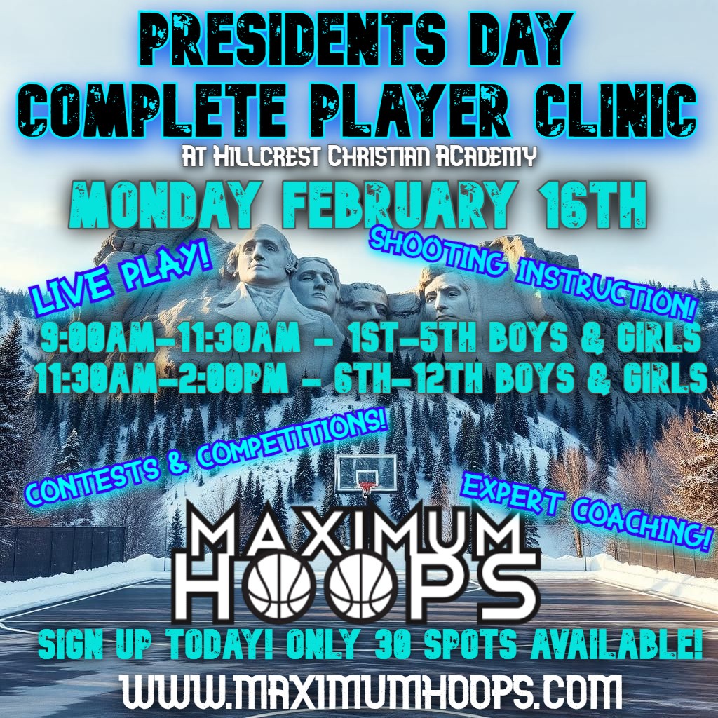 MaximumHoops's tweet image. 2 Weeks Away!
Sign Up Today! 
Maximum Hoops Presidents Day 
COMPLETE PLAYER CLINIC maximumhoops.com/presidentsday #pittsburgh #basketball #complete