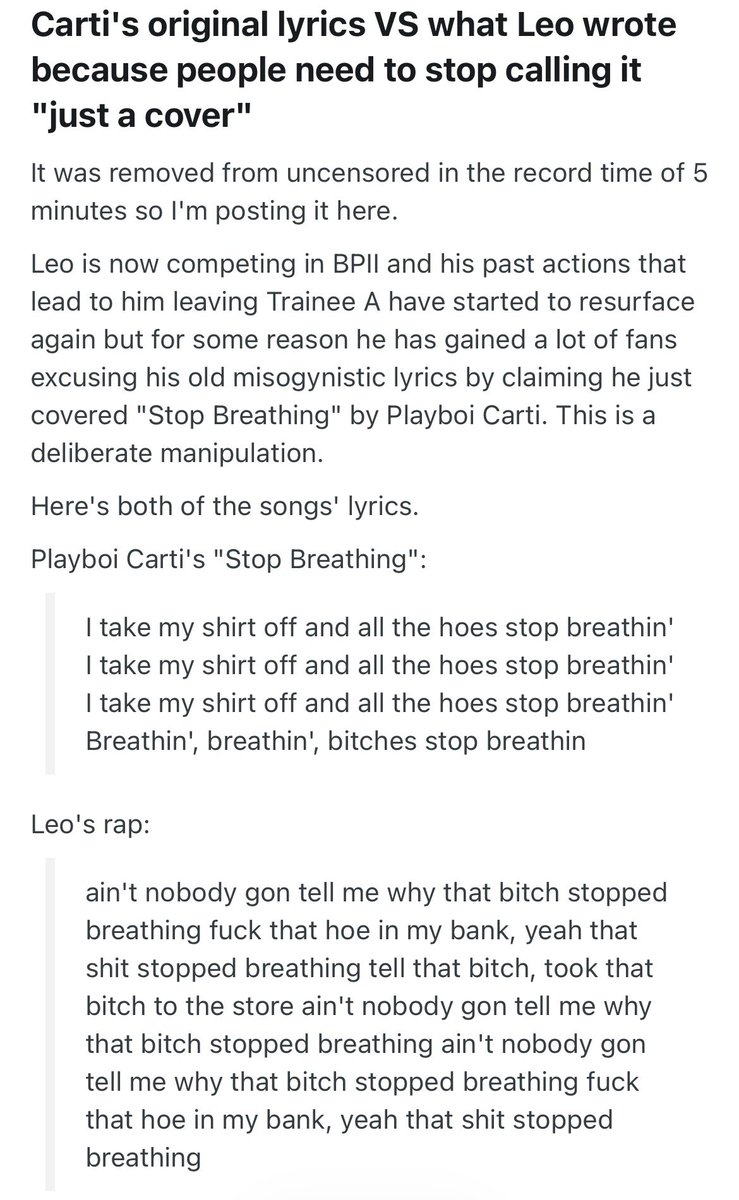 ssaemoon's tweet image. what even is the point of analyzing lyrics like this mate it isn't literature class. f*ck that b*tch has dual meaning 💀  even screw that b*tch has that meaning. if he'd said screw that b*tch it'd still be disgusting so where do we go from here