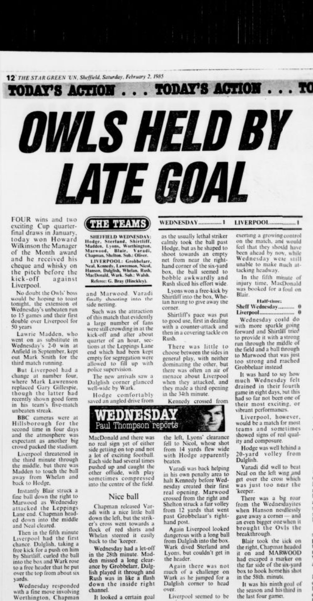 #OnThisDay 41 years ago Wilko's boys were on the verge of a 1st double over <a href="/LFC/">Liverpool FC</a> in nearly 50 years after a Marwood strike gave Wednesday the lead &amp; before Lawrenson scored at late equaliser for the Reds, in front of 48,246 at S6  #SWFC     

YOU TUBE : youtube.com/watchv=_TLhNLl…