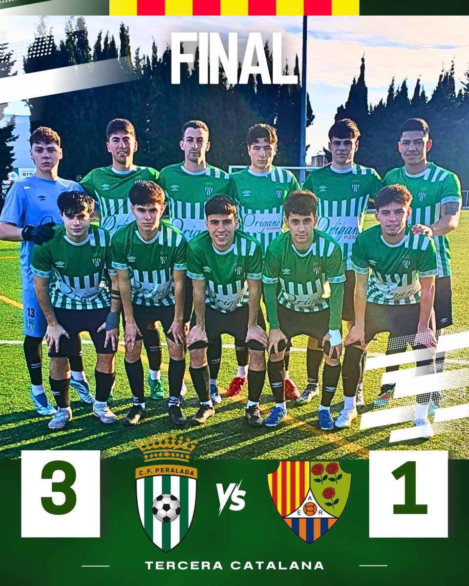 CFPeralada's tweet image. 🔜 𝗧𝗲𝗿𝗰𝗲𝗿𝗮 𝗖𝗮𝘁𝗮𝗹𝗮𝗻𝗮:  Final 🏁

⚔️ @cfperalada 3⃣ 🆚 @AEROSES_1921 1⃣

🎯 Joan Hernández, Martí Villén (P) i David Agramunt

🙌 Gràcies: @qualiafigueres . @bebidasballo🙌

#CFPeralada #3cat #SomXampanyers #ForçaPeralada #OrgullXampanyer 💚⚔️