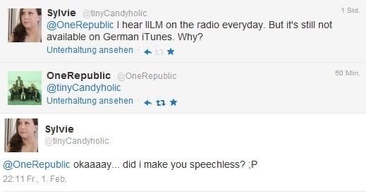 tinyCandyholic's tweet image. 13 years ago. My only Twitter  „conversation“ I had with @OneRepublic 🤣