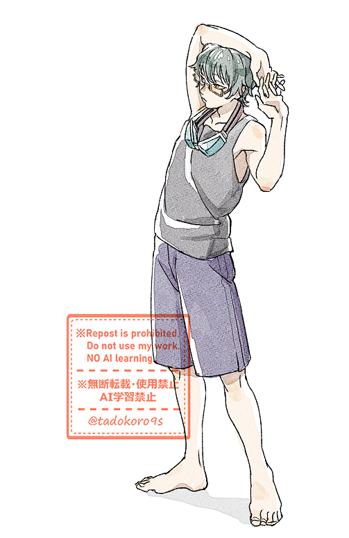 つぶやいた後に、何故かパッと（沙明の寝間着は黒のタンクトップ…）って浮かんで勢いで描いた😙