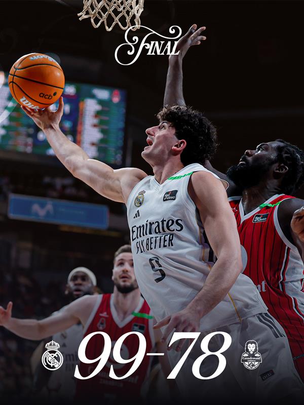 🏁 FP: <a href="/RMBaloncesto/">Real Madrid Basket</a> 99 - 78 <a href="/casademontBZ/">Casademont Zaragoza</a>